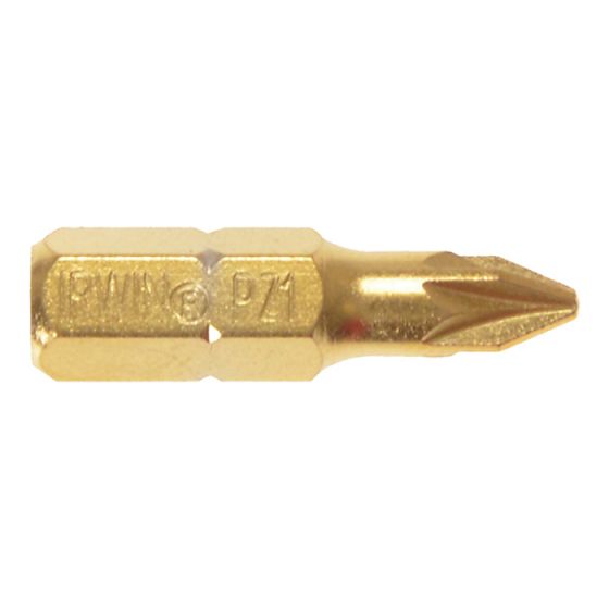 Screwdriver Bits Pozi PZ1 25mm Titanium Pack of 10 by IRWIN - 10504341