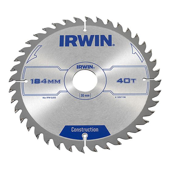 Circular Saw Blade 184 x 30mm x 40T ATB by IRWIN - 1897198