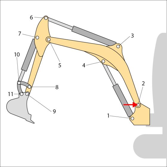 Pin (Position 2) for JCB 8055ZTS Mini Excavators - Replaces 811/50570