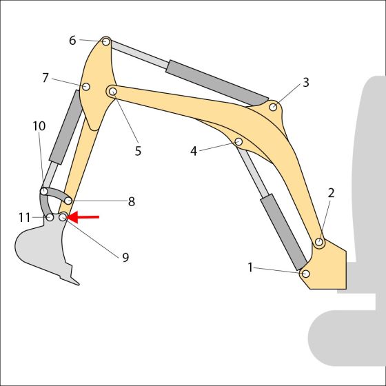Pin (Position 9) for JCB 86C-1 Mini Excavators