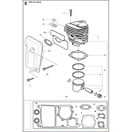 Cylinder & Muffler for K650