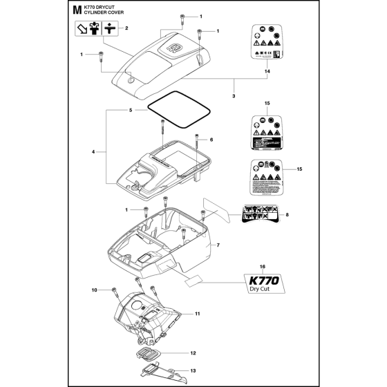 Cylinder Cover Assembly for Husqvarna K770 Dry Cut Disc Cutters