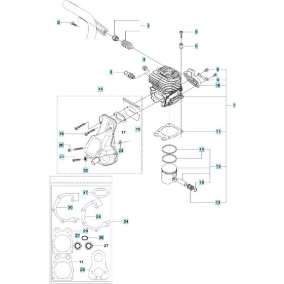 Cylinder, Piston, Muffler Assembly