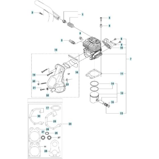 Cylinder, Piston, Muffler Assembly