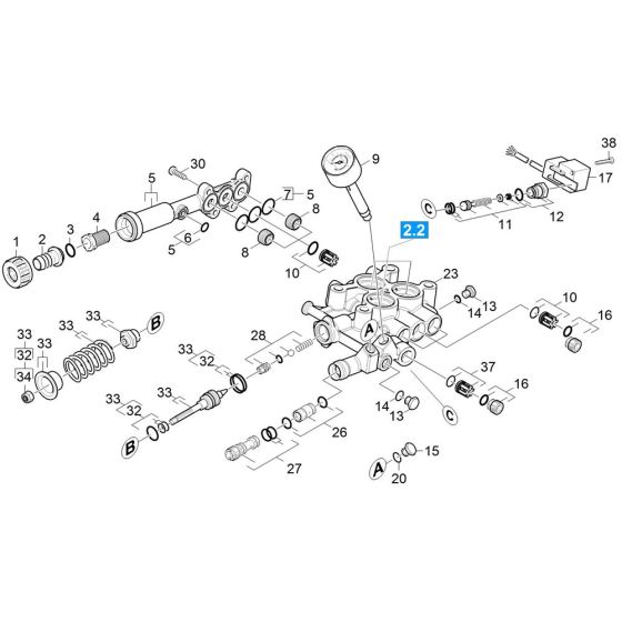 Cylinder Head Assembly for Karcher HD 7-18-4 M Classic Pressure Washer