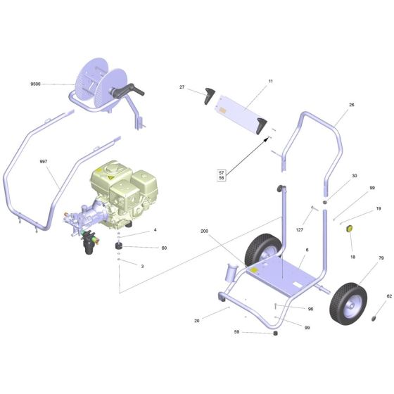 Frame Assembly for Karcher HD 9-21 G Pressure Washer