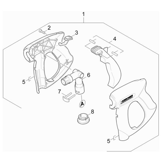 Trigger Handle Assembly for Karcher HDS 6-12 C Pressure Washer