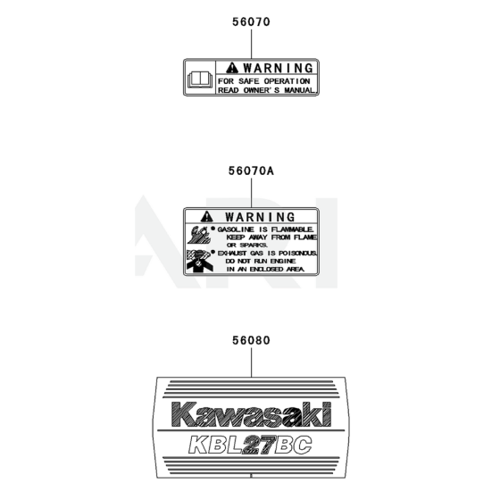 Kawasaki KBL27BC Label