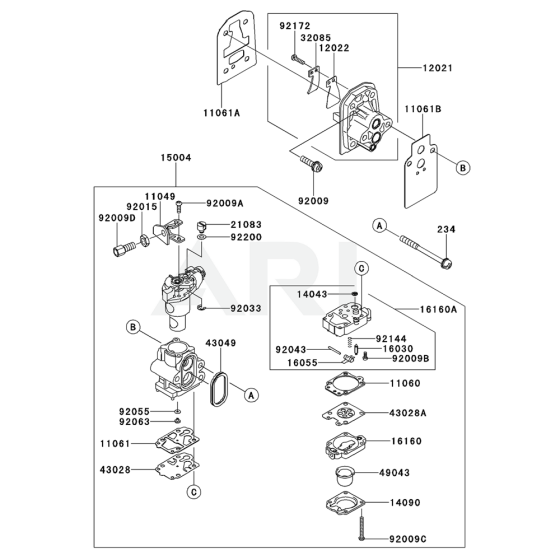 Carburettor for Kawasaki KBL27C