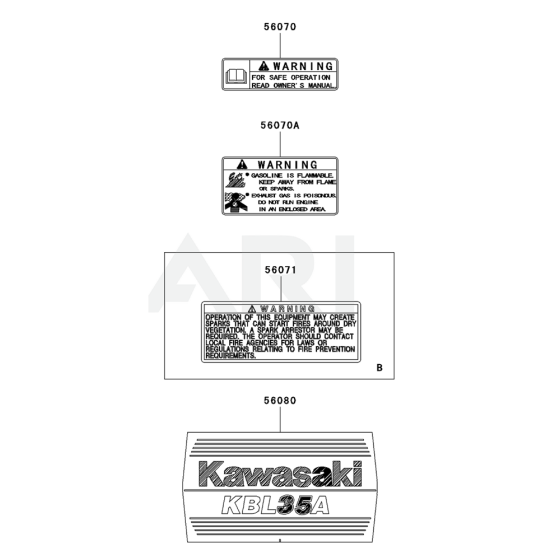 Kawasaki KBL35A Brushcutter Label