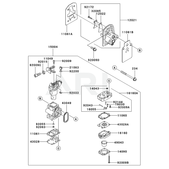 Carburettor for Kawasaki KCL525AC