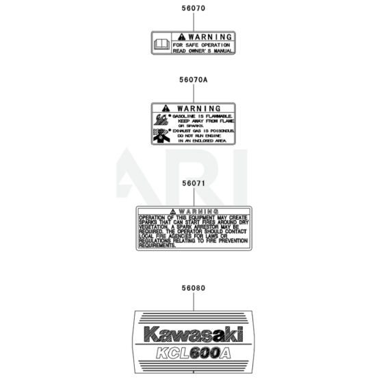 Kawasaki KCL600A Label