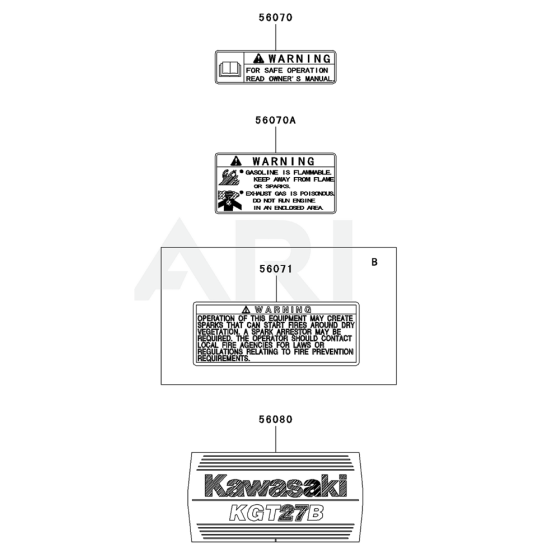 Kawasaki KGT27B Label