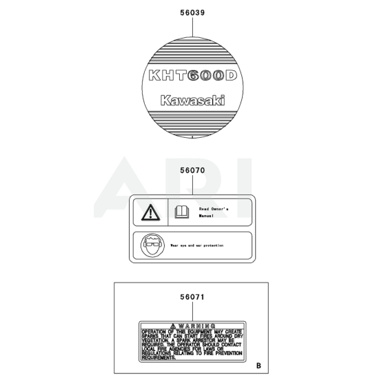 Kawasaki KHT600D Label