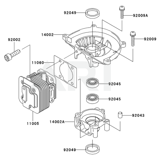 Cylinder & Crankcase for KHT750S