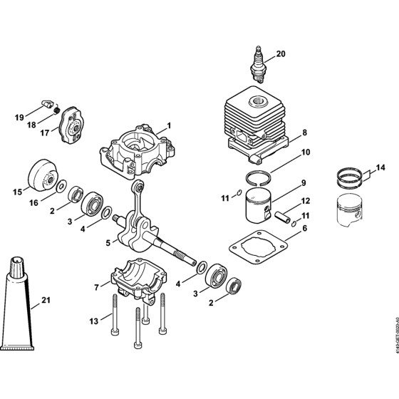 Crankcase, Cylinder for Stihl KM55 KM55C KM55R KM55RC KombiEngine