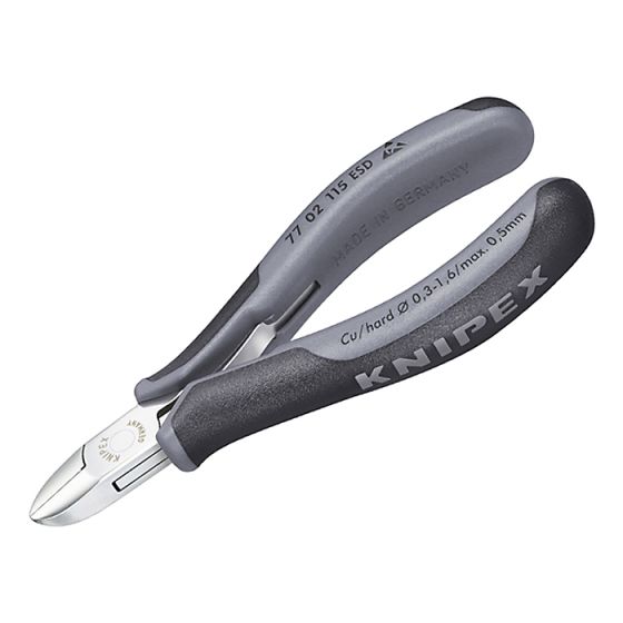 ESD Electronics Diagonal Cutters - Round Head Small Bevel 115mm by Knipex - 77 02 115 ESD