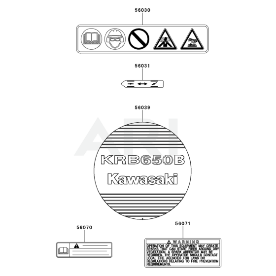 Kawasaki KRB650B Blower Label
