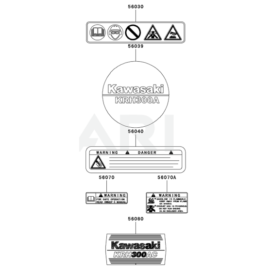 Kawasaki KRH300AC Blower Label