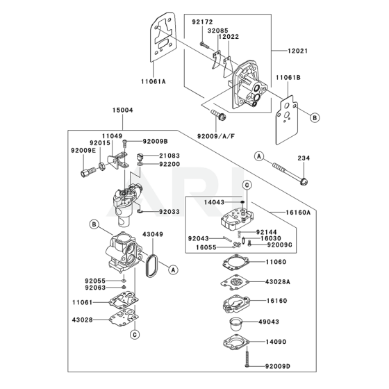 Carburettor for Kawasaki KTF27A