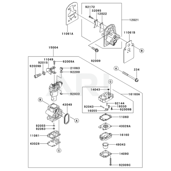 Carburettor for Kawasaki KTFR27A