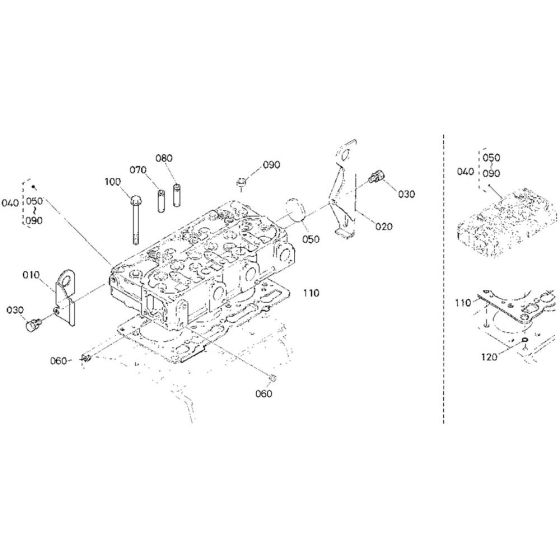 Cylinder Head Assembly for Kubota D1105-E2B Engine