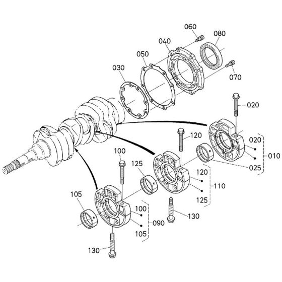 Main Bearing Case Assembly for Kubota D1503-M-E3B Engine