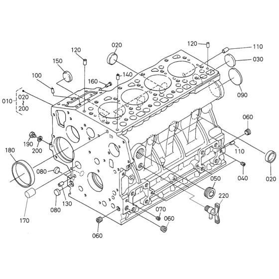 Crankcase Assembly for Kubota V1505-E4B Engine