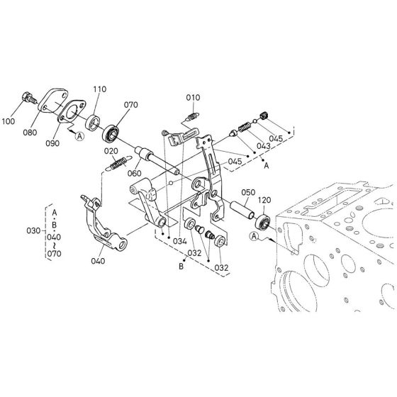 Fork Lever Assembly for Kubota V1505-E4B Engine
