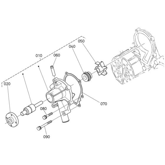 Water Pump Assembly for Kubota V1505-E4B Engine