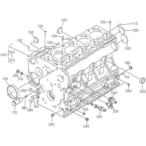 Crankcase Assembly for Kubota V1505-T-B Engine