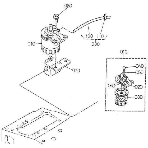 Fuel Filter Assembly for Kubota V1505-T-B Engine