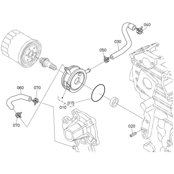Oil Cooler Assembly for Kubota V2403-M-E2B Engine