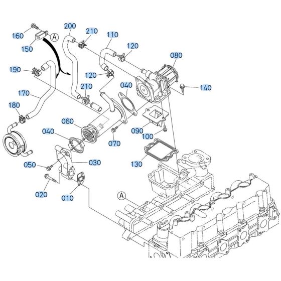 EGR Cooler Assembly for Kubota V2607-CR-T-E5 Engine