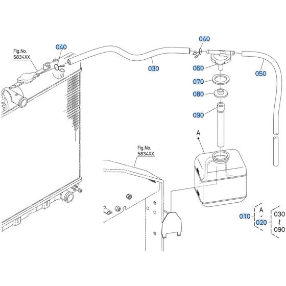 Reserve Tank Assembly for Kubota V2607-CR-T-E5 Engine