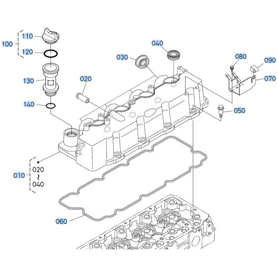 Head Cover Assembly for Kubota V2607-CR-T-E5 Engine
