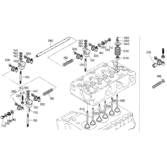 Rocker Arm Assembly for Kubota D600-BBS Engine