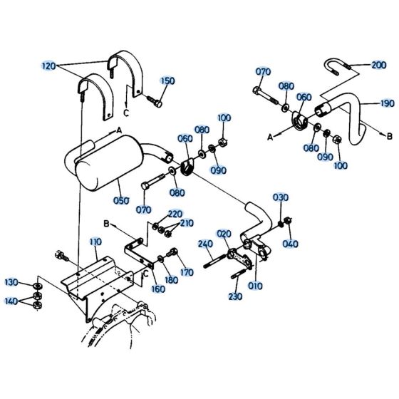 Muffler Assembly for Kubota KH36