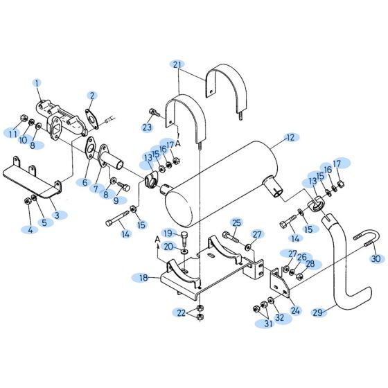 Exhaust System for Kubota KH60
