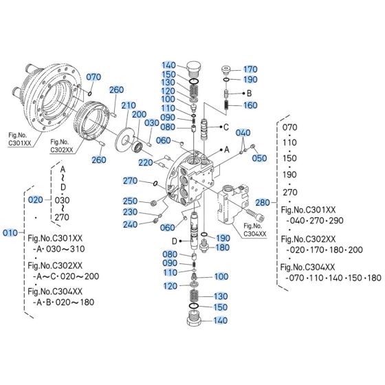 Drive Motor Assembly -2 for Kubota KX040-5 Mini Excavator