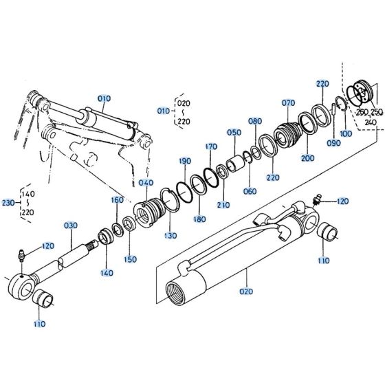 Arm Cylinder Assembly for Kubota R400 Loader