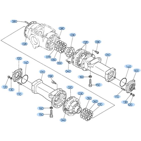 Axle Case (Rear) Assembly for Kubota R520 Loader