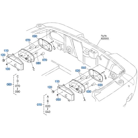 Light (Rear) Assembly for Kubota R540 Loader