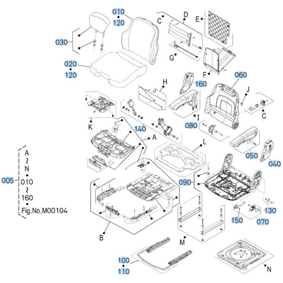 Seat Assembly -1 for Kubota R540 Loader