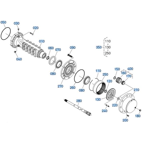 Front Axle (Hub Reduction) Assembly for Kubota R540 Loader