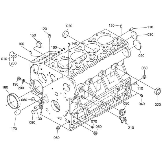 Crankcase Assembly for Kubota V1505-E2B Engine