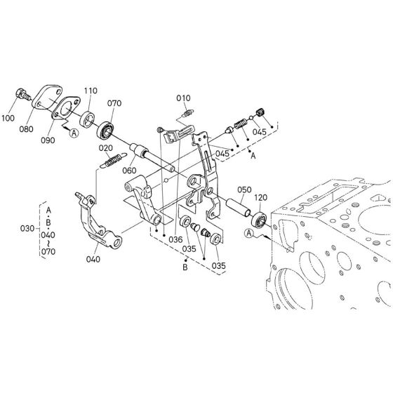 Governor Assembly for Kubota V1505-E2B Engine