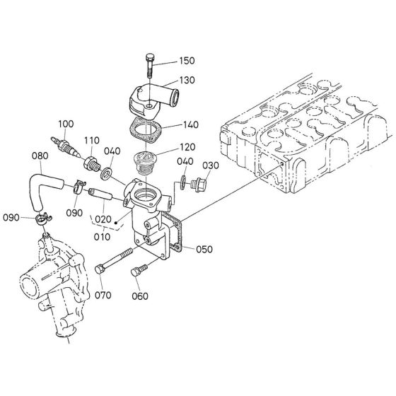 Water Flange Assembly for Kubota V1505-E2B Engine