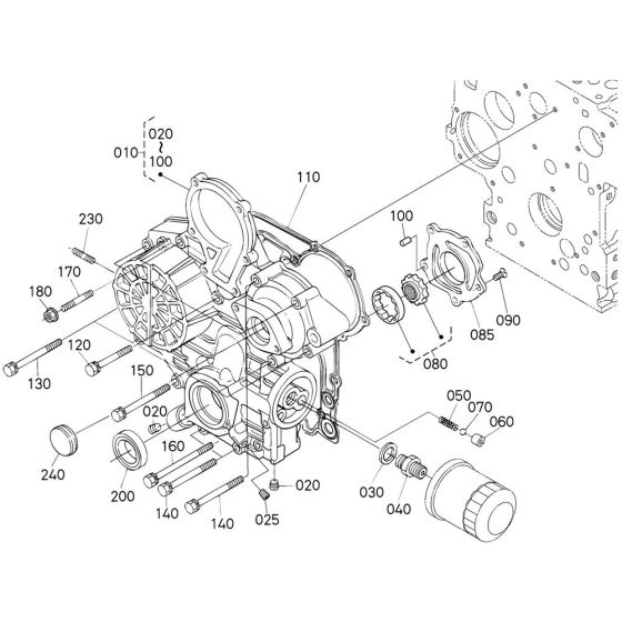 Gear Case Assembly for Kubota V1505-E2B Engine