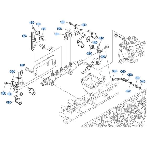 Injection Pipe Assembly for Kubota V3307-CR-T-E5 Engine
